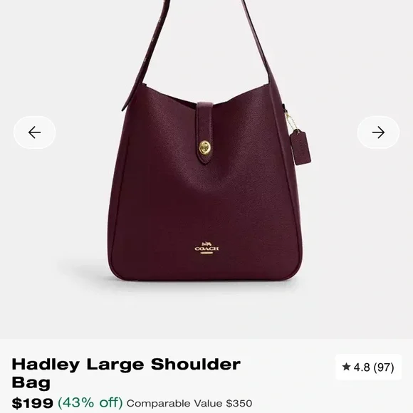 Coach Pebbled Large Hadley Bag - Picture 5 of 11